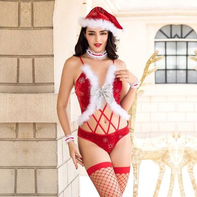 Эротический новогодний костюм “Волнующая Санта” One Size Red