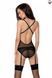 Корсет с декольте ERZA CORSET black S/M - Passion, пажи, трусики, полупрозрачный