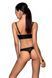 Комплект из эко-кожи Passion Malwia Bikini black L/XL: с люверсами и ремешками, бра и трусики, Черный