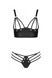 Комплект из эко-кожи Passion Malwia Bikini black L/XL: с люверсами и ремешками, бра и трусики, Черный