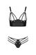 Комплект из эко-кожи с люверсами и ремешками Malwia Bikini black S/M — Passion, бра и трусики