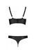 Комплект из эко-кожи Passion Malwia Bikini black XXL/XXXL: с люверсами и ремешками, бра и трусики, Черный