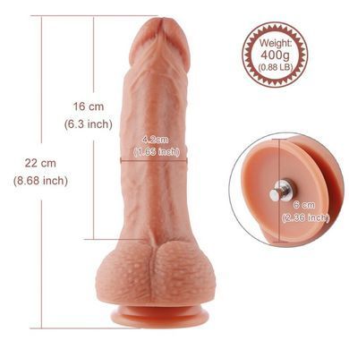 Ультрареалистичный фаллоимитатор для секс-машин Hismith 8.3&Prime; 2-layers Silicone Flesh Dildo,2-слойный