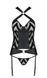 Сетчатый комплект с узором: корсет с халтером, подвязки, трусики Hima Corset black S/M - Passion