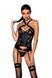 Сетчатый комплект с узором: корсет с халтером, подвязки, трусики Hima Corset black S/M - Passion