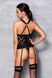 Сетчатый комплект с узором: корсет с халтером, подвязки, трусики Hima Corset black S/M - Passion