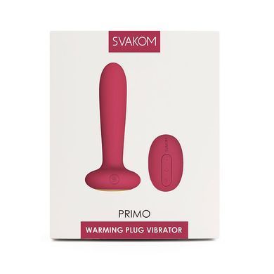 Анальная пробка с вибрацией и подогревом, пульт ДУ Svakom Primo Wine Red, Розовый