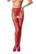 Сетчатые чулки-стокинги Passion S016 One Size, Red, имитация ажурного пояса с гартерами