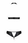 Комплект: открытый топ и трусики из эко-кожи с люверсами Malwia Set with Open Bra black L/XL &mdash; Passi
