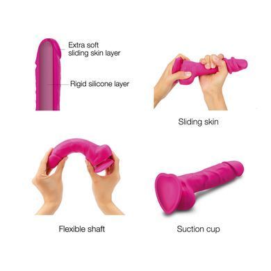 Реалистичный фаллоимитатор Strap-On-Me Sliding Skin Realistic Dildo Fuchsia - L, эффект подвижной ко