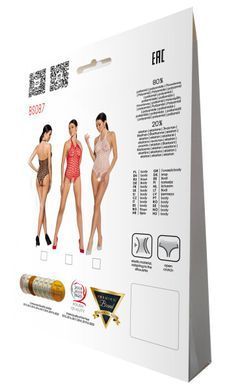 Бодистокинг в крупную сетку Passion BS087 red, открытая спина, халтер, с доступом