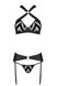 Сетчатый набор с узором: бюстгальтер с халтером, трусики и пояс для чулок Hima Set black XXL/XXXL, Черный