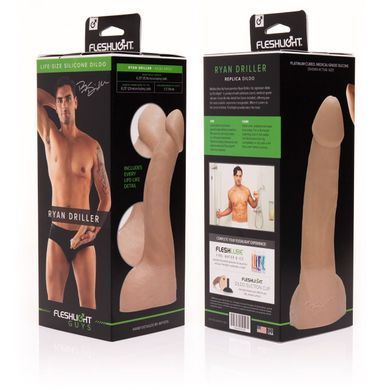 Фаллоимитатор Fleshlight Guys: Ryan Driller Dildo, по слепку пениса, Телесный