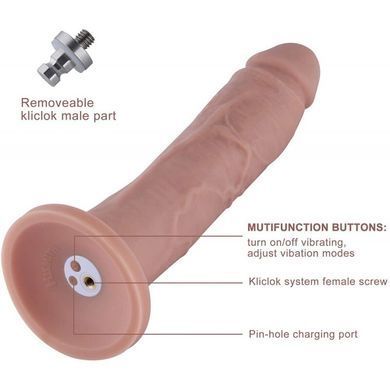 Фаллоимитатор 10.2&Prime; с вибрацией для секс-машин Hismith Silicone Dildo with Vibe, съемный коннектор