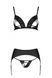 Комплект из эко-кожи Passion Miley Set black XXL/XXXL: трусики, бюстгальтер, пояс для чулок