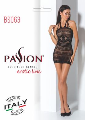 Сетчатое платье Passion BS063 One Size, Red, бодистокинг, халтер, кружевной узор