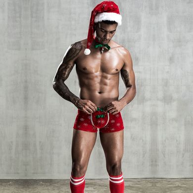 Новогодний мужской эротический костюм "Любимый Санта", One Size Red