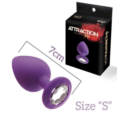 Анальная пробка с кристаллом MAI Attraction Toys №47 Purple, длина 7см, диаметр 2,8см