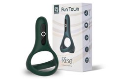 Двойное эрекционное кольцо Fun Town Rise Turquoise, управление со смартфона, Зелёный