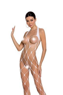 Бодистокинг в очень крупную сетку Passion BS091 white, с доступом