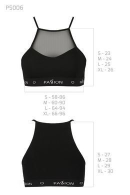 Спортивный топ с прозрачной вставкой Passion PS006 TOP black, size S