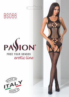 Бодистокинг Passion BS066 One Size, Black, комбинезон, имитация чулок и пояса с гартерами