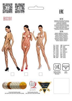 Бодистокинг в очень крупную сетку Passion BS091 white, с доступом