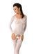 Бодистокинг Passion BS055 white, комбинезон, имитация чулок и пояса, длинный рукав, закрытое плечо