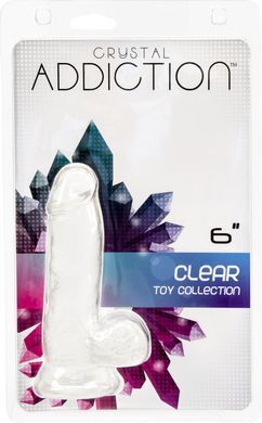 Прозрачный фаллоимитатор на присоске ADDICTION &mdash; Clear Dildo with Balls 6&Prime;, вибропуля в подарок