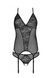 Корсет с пажами, трусики с ажурным декором и открытым шагом Ursula Corset black XXL/XXXL &mdash; Passion