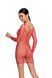 Бодистокинг-платье с глубоким воротом Passion BS093 red, длинные рукава