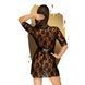 Комплект пеньюар с декором в виде роз и стрингами Penthouse - Sweet Retreat Black S/L, Черный