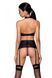 Комплект из эко-кожи с имитацией шнуровки Nancy Set black XXL/XXXL - Passion топ, трусики и пояс для