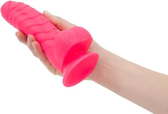 Ребристый фаллоимитатор на присоске ADDICTION &mdash; Tom 7&Prime; Dildo With Balls &mdash; Pink, вибропуля в подарок