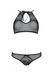 Комплект Passion URSULA SET black XXL/XXXL: бра, трусики с ажурным декором и открытым шагом, Черный