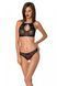 Комплект Passion URSULA SET black XXL/XXXL: бра, трусики с ажурным декором и открытым шагом, Черный