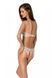 Комплект Passion URSULA SET white XXL/XXXL: бра, трусики с ажурным декором и открытым шагом, Белый