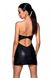 Мини-платье из экокожи CELINE CHEMISE black XXL/XXXL — Passion: шнуровка, трусики в комплекте