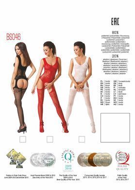 Бодистокинг Passion BS046 red, комбинезон с имитацией чулок
